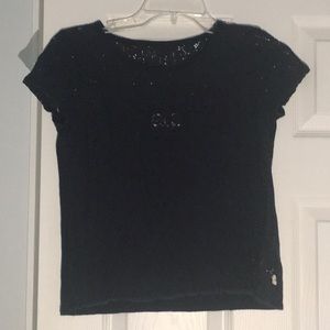 Hollister XS navy blue lace top